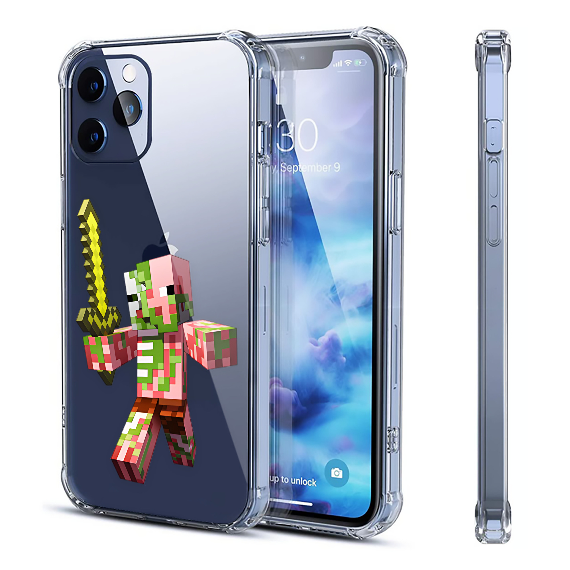 （画像用） マインクラフト ブロックの世界 Minecraft MC Block world 【iPhone 12シリーズ対応】透明スマホケース（クリアソフトケース）